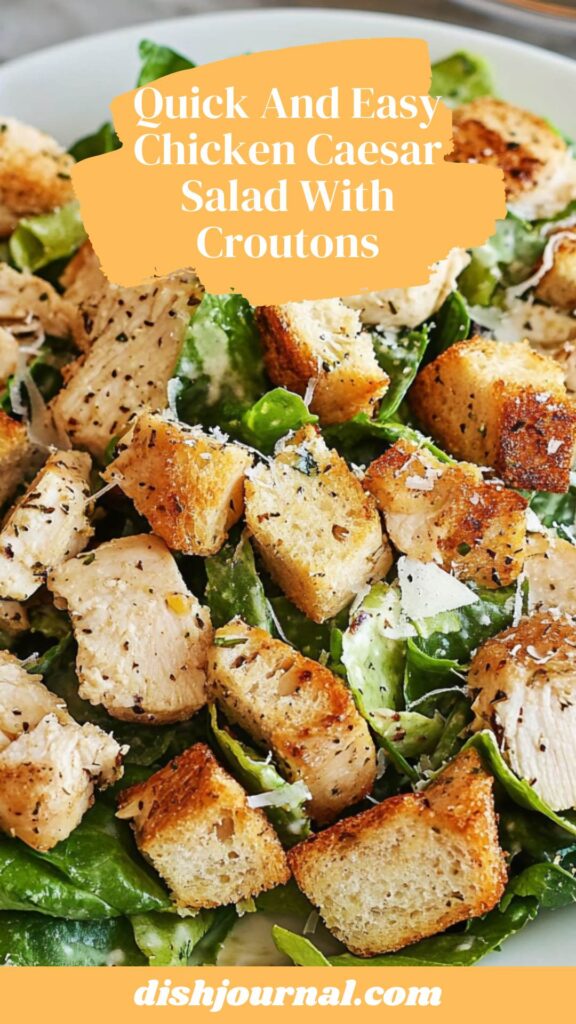 quick and easy chicken caesar salad with croutons