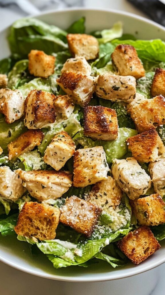 quick and easy chicken caesar salad with croutons copycat recipe