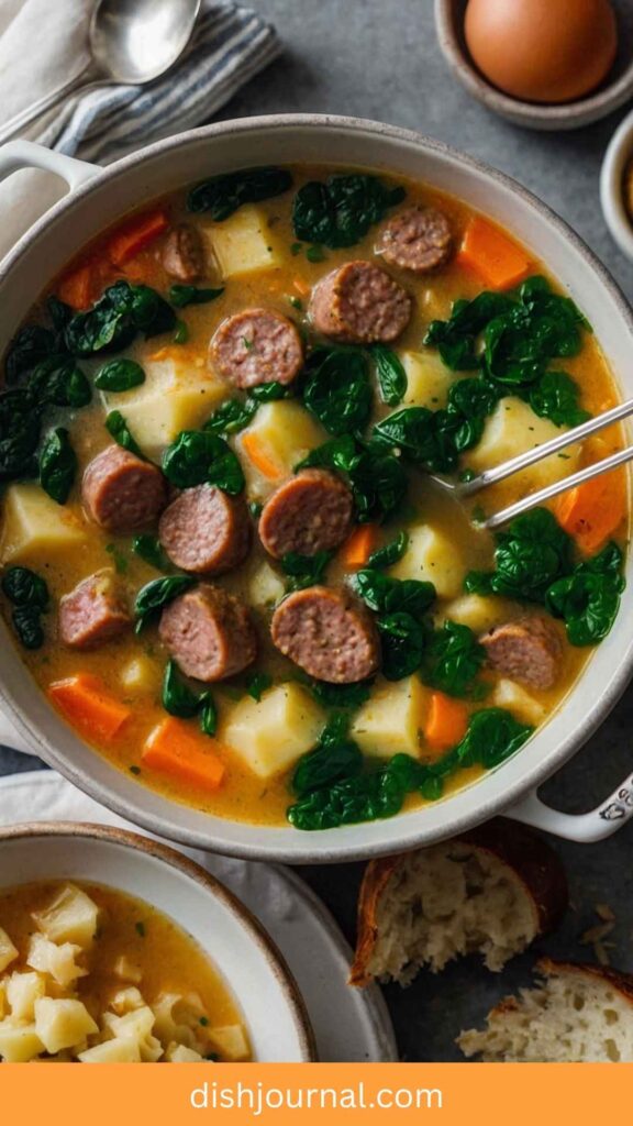 Healthy Sausage Potato Spinach Soup